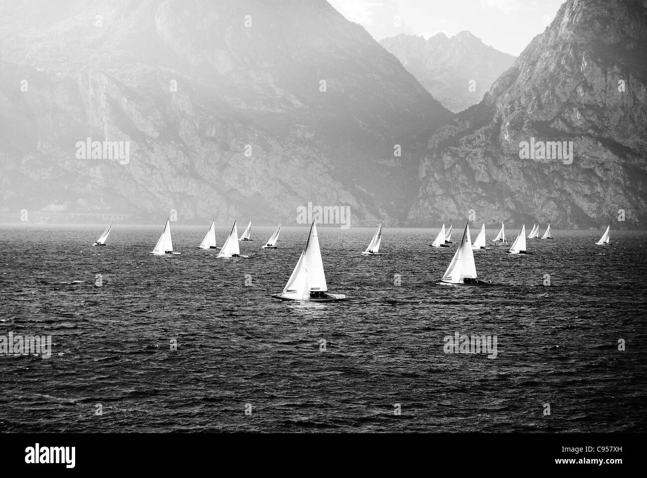 The sailing yachts compete in speed Stock Photo