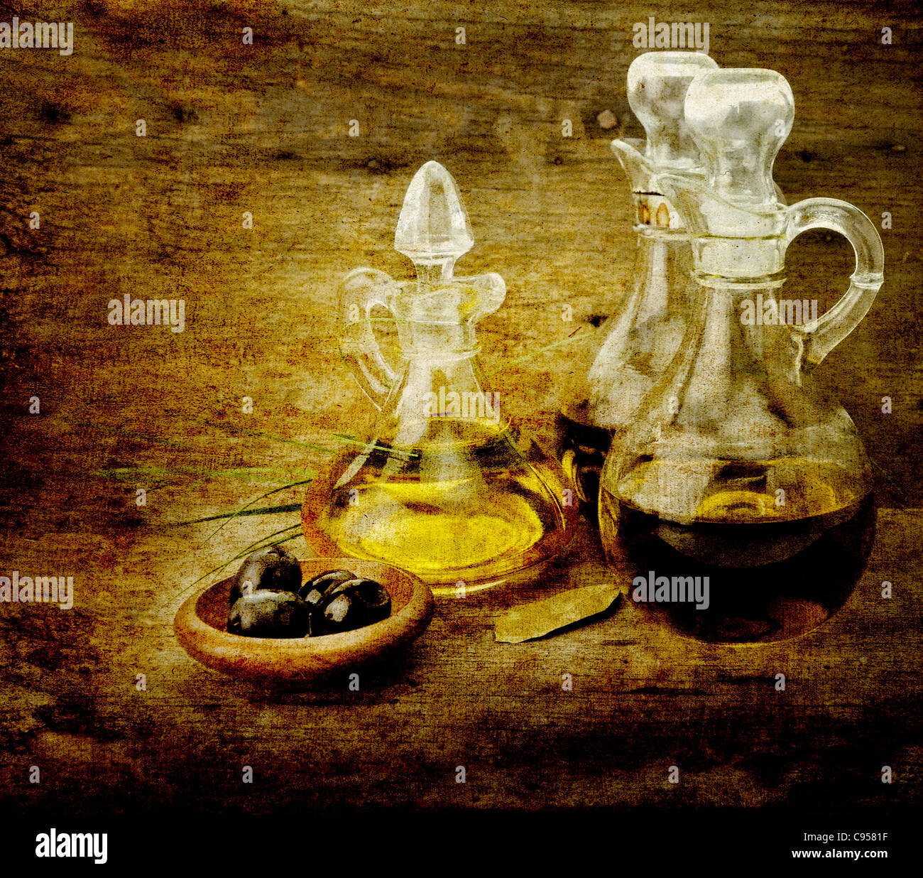 Vegetable And Olive Oil With Balsamic Vinegar Stock Photo Alamy