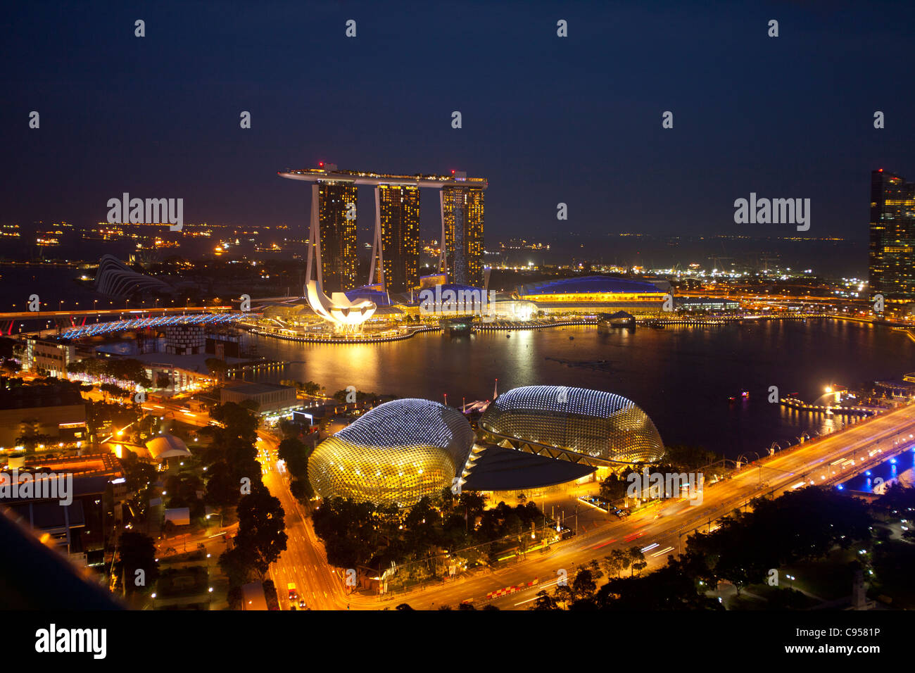 Marina Bay Sands Hotel, Singapore night view Stock Photo