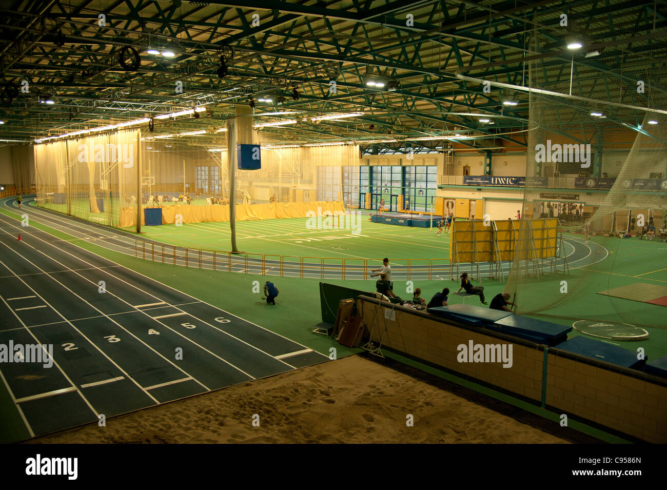 UWIC National Indoor Athletics Centre and academy, Cyncoed Cardiff, Wales UK Stock Photo