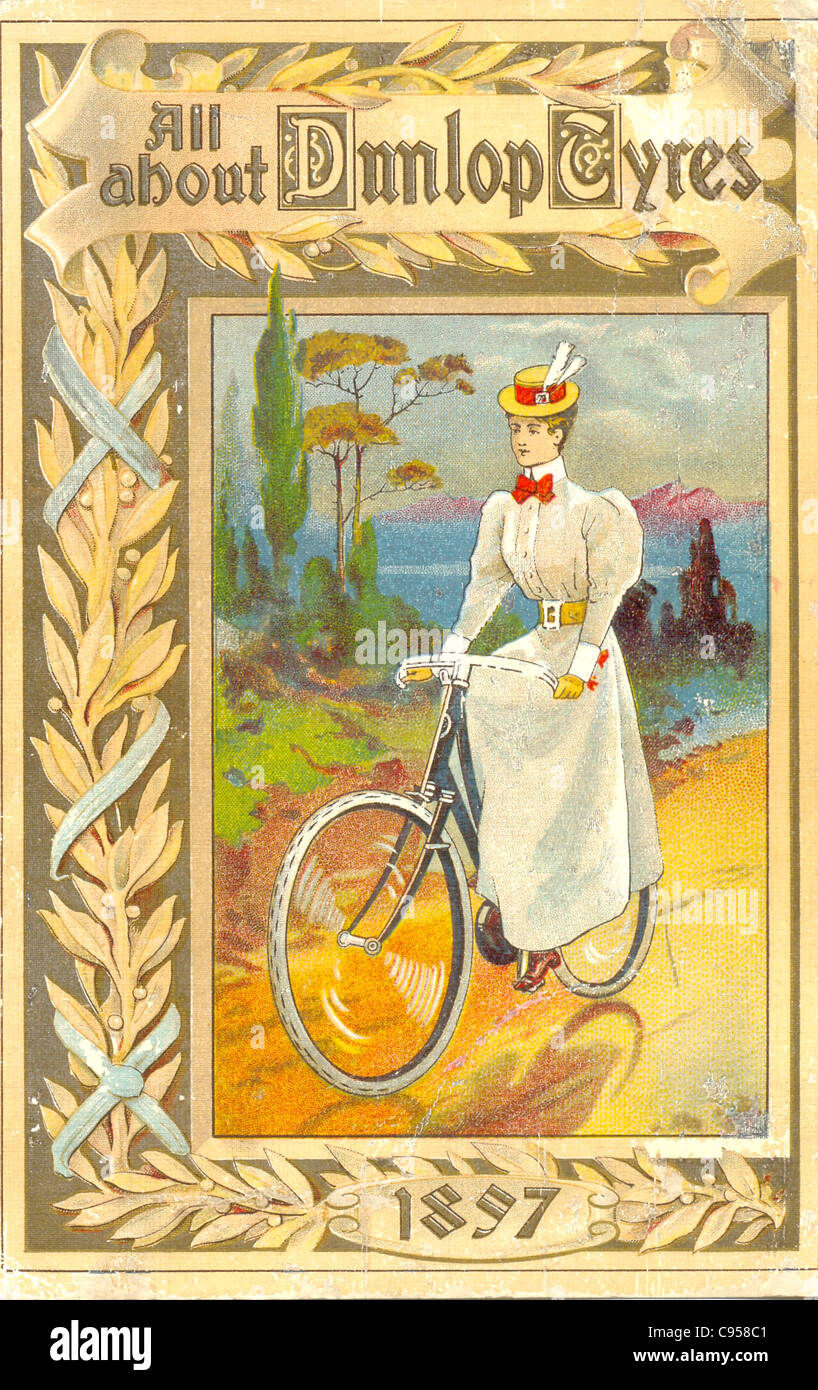 Chromolithographed advertisement for Dunlop Tyres Stock Photo