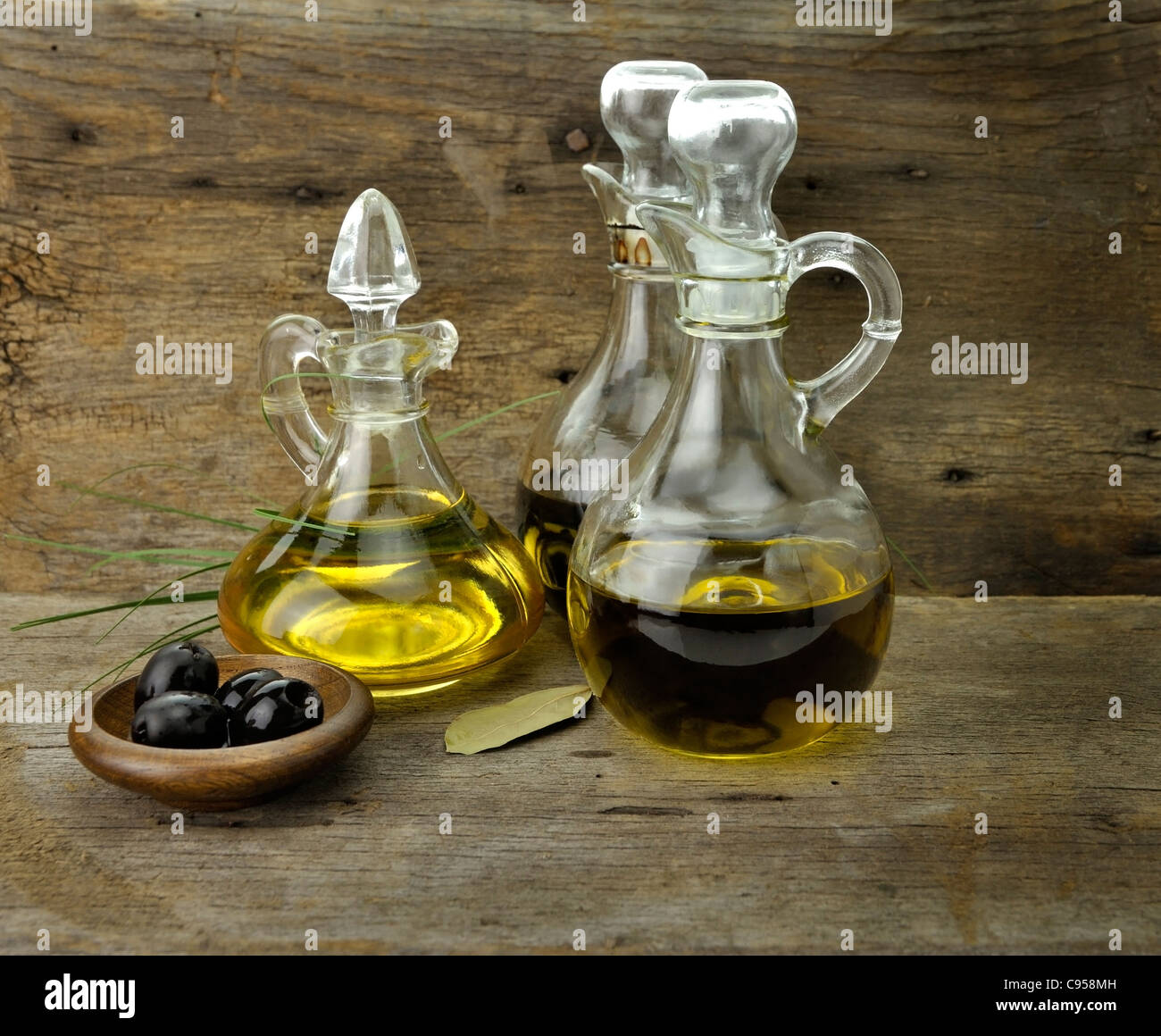 Vegetable And Olive Oil With Balsamic Vinegar Stock Photo Alamy
