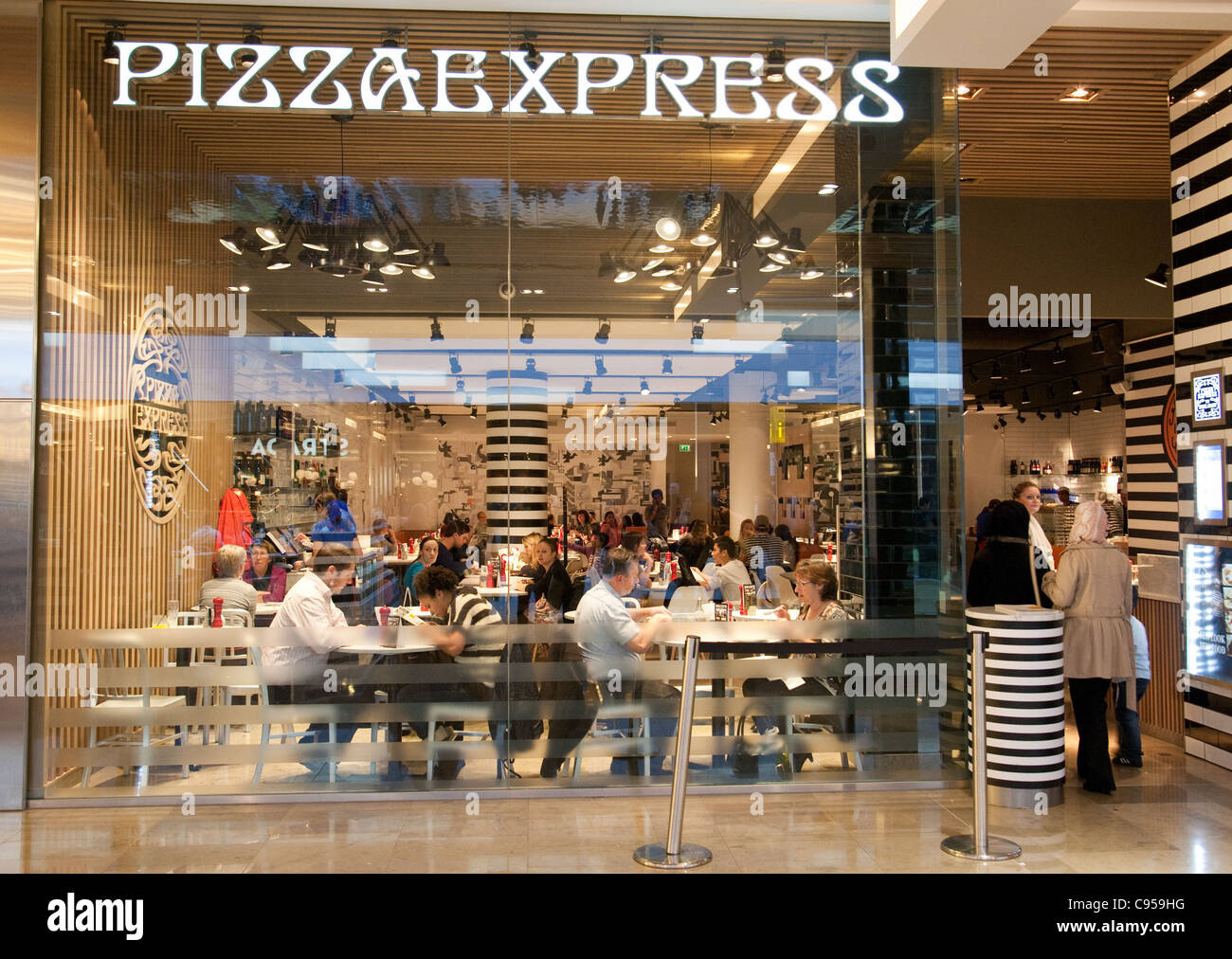 Pizza Express restaurant, Westfield shopping mall centre, Stratford, london UK Stock Photo