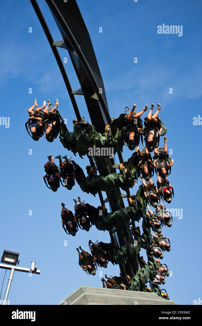 Raptor Ride Raptor roller coaster ride in Gardaland, Italy Stock Photo - Alamy