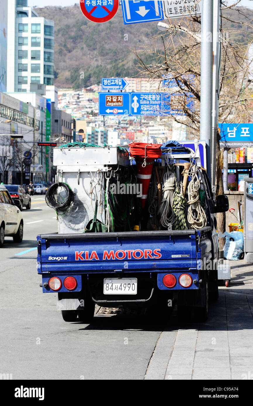 A workmans truck in Busan, South Korea. Stock Photo