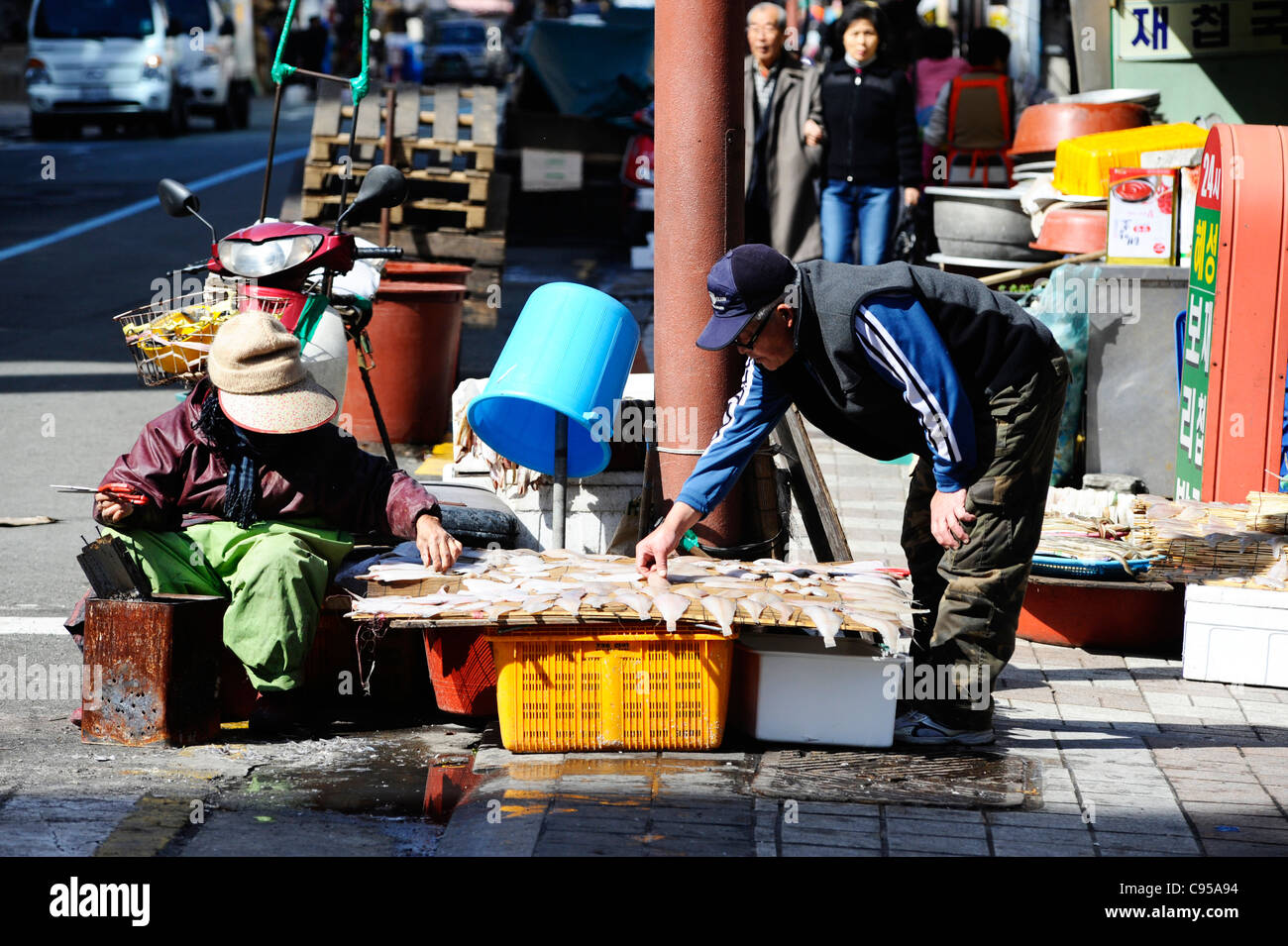 Jagalchi fishmarket, Busan, South Korea. Stock Photo