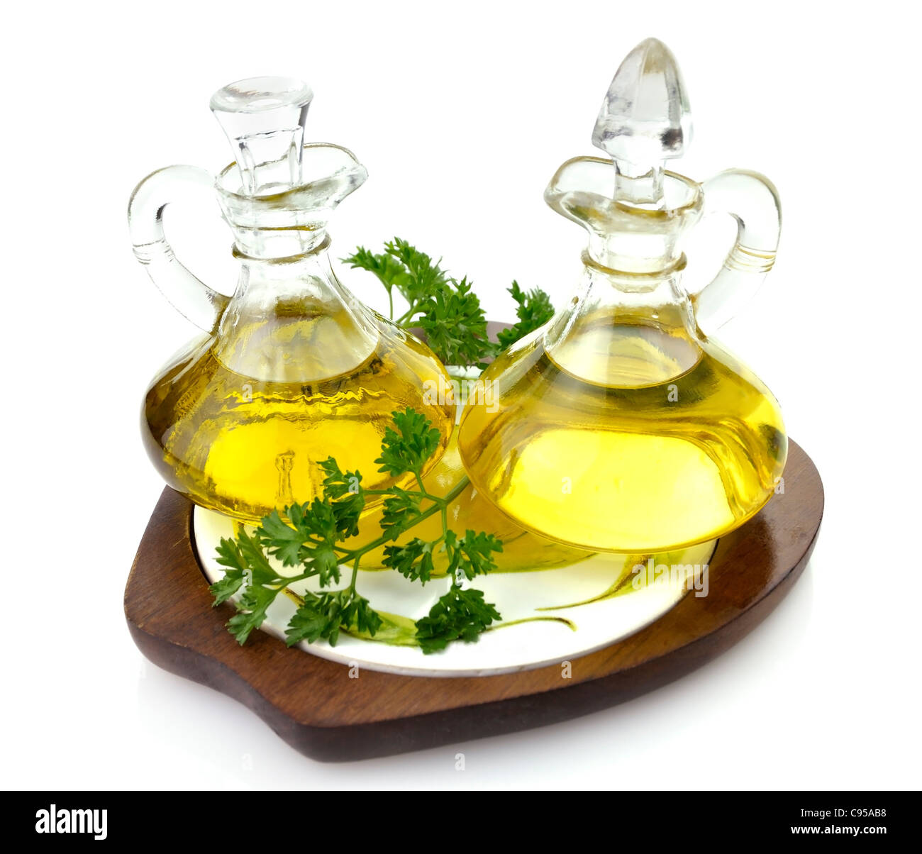 Cooking Oil On White Background, Close Up Stock Photo