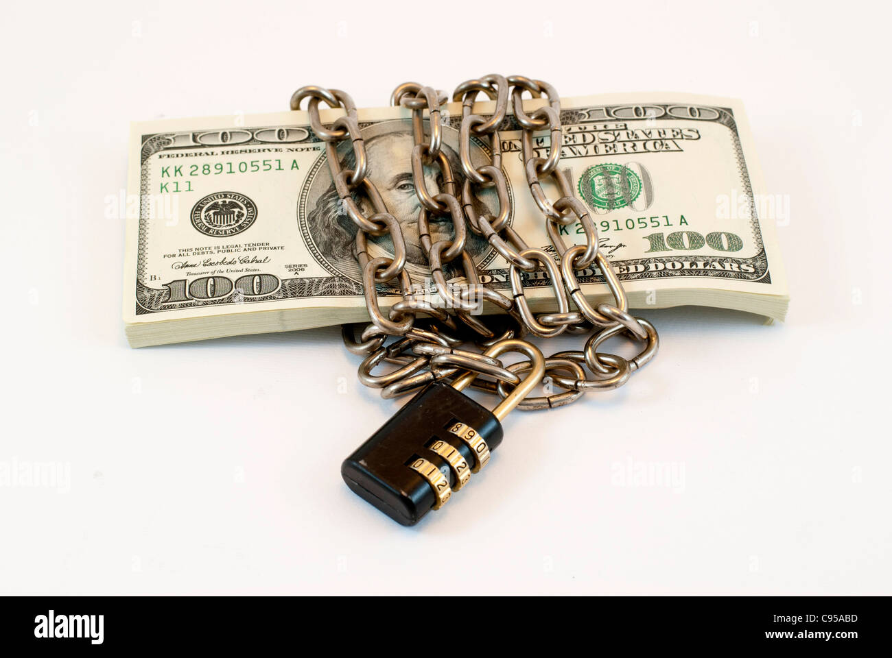 chained dollars Stock Photo Alamy