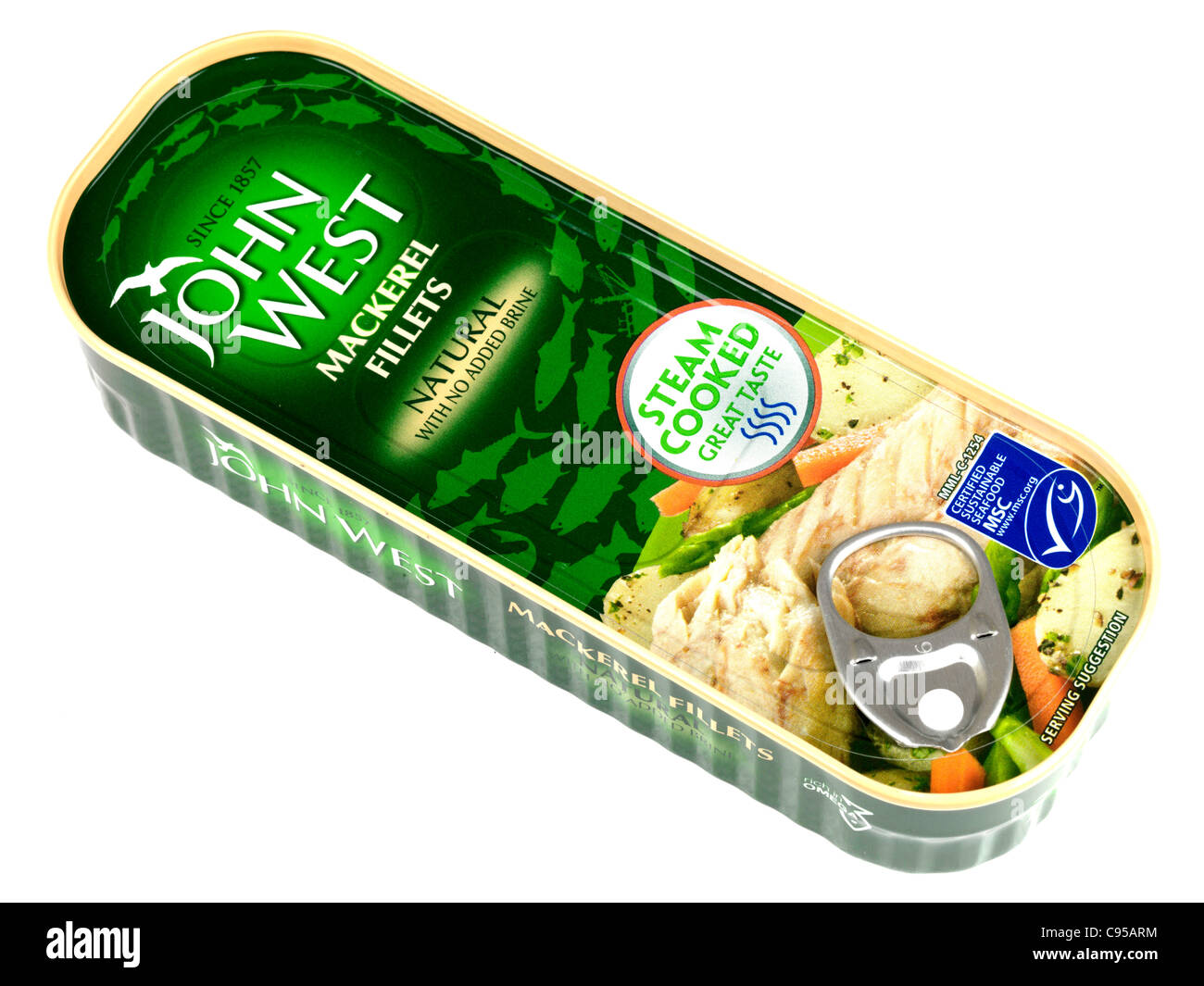 Tin of John West Mackerel Fillets Stock Photo Alamy