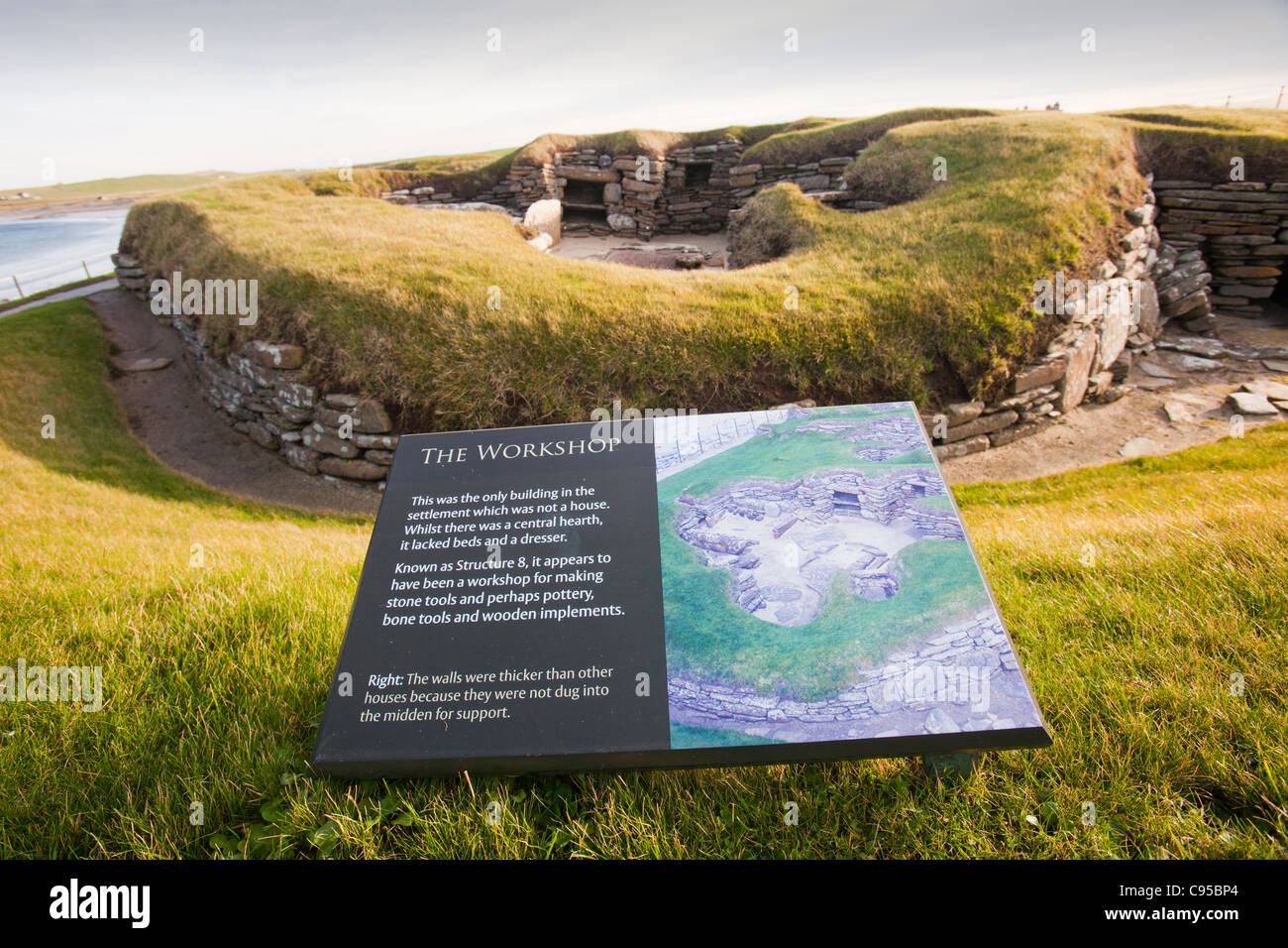 Skara Brae on Orkney's mainland is regarded by many as the most remarkable monument in Europe. Stock Photo