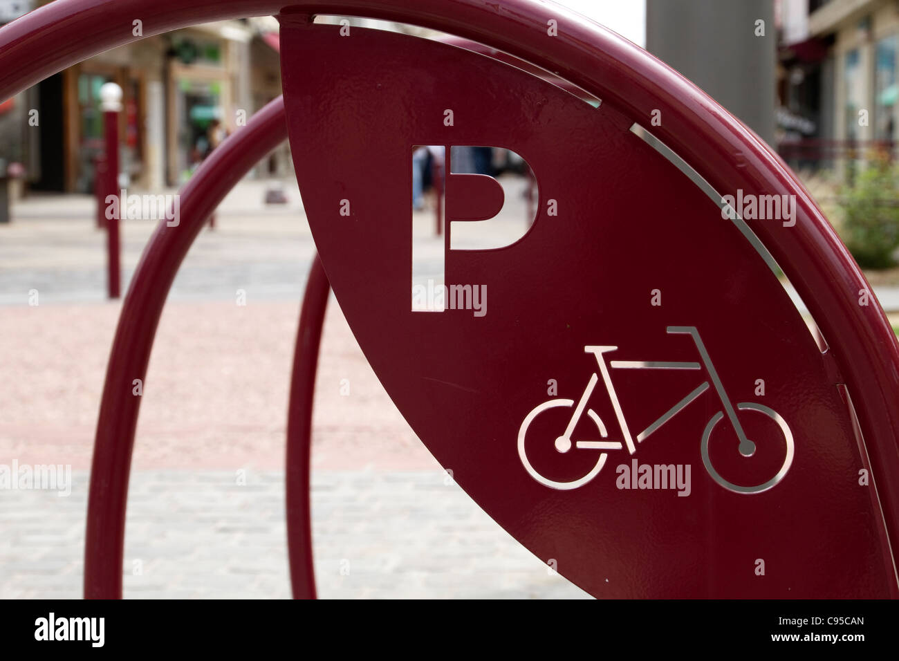 Bicycle rack in town of Beauvais France Stock Photo