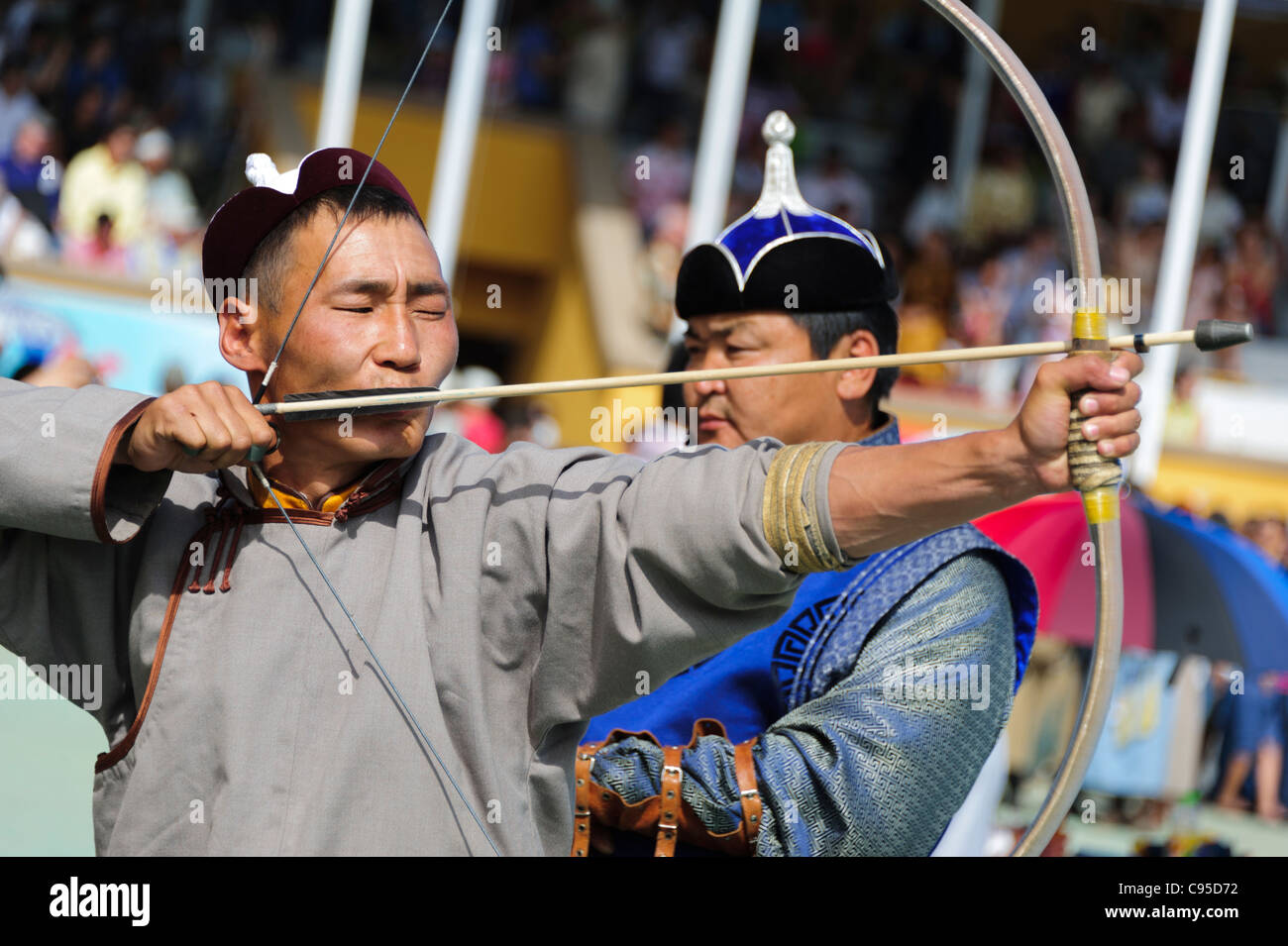 Archery competition during the Traditional Naadam Festival in Ulan ...