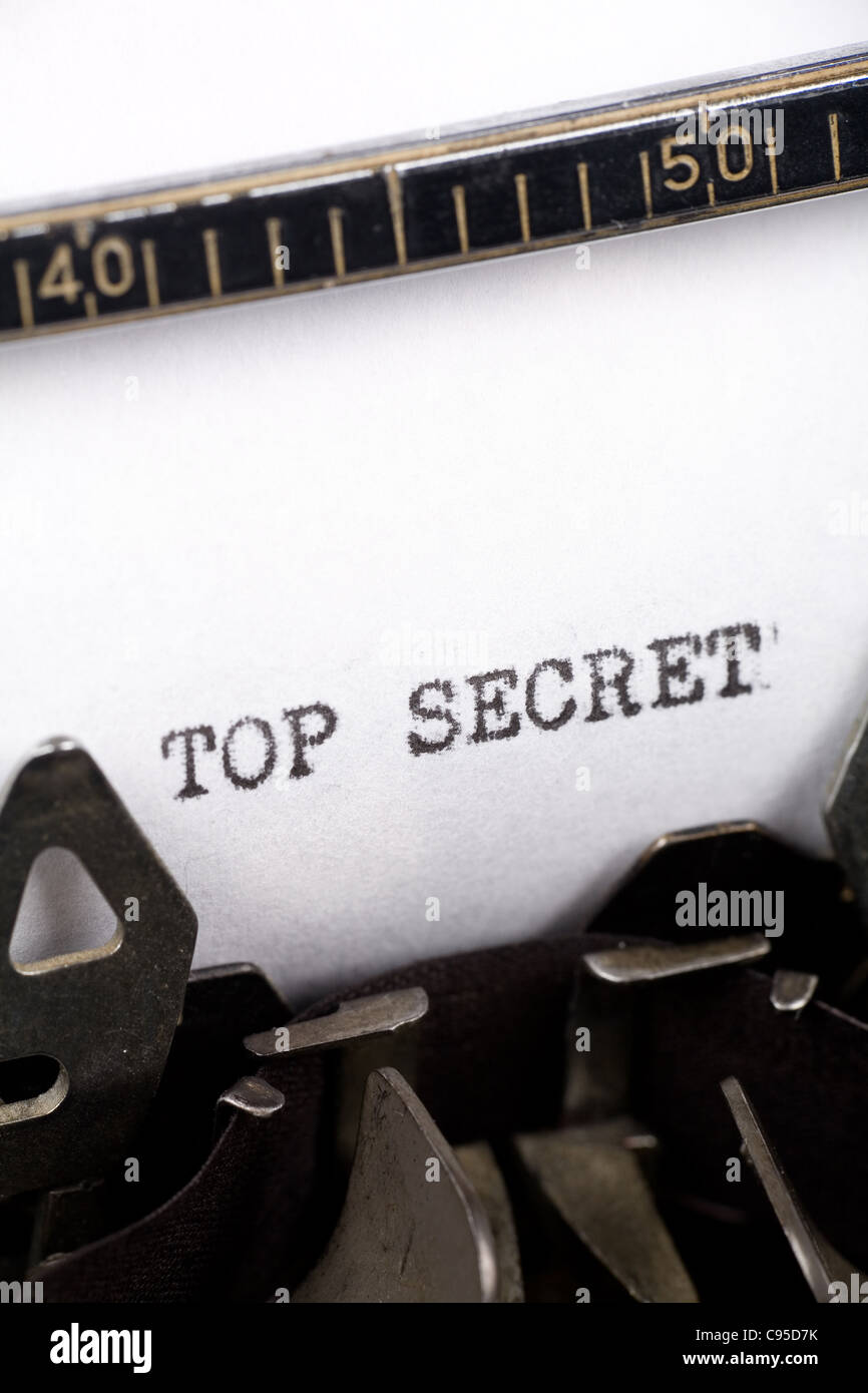 Typewriter close up shot, Concept of Top Secret Stock Photo - Alamy