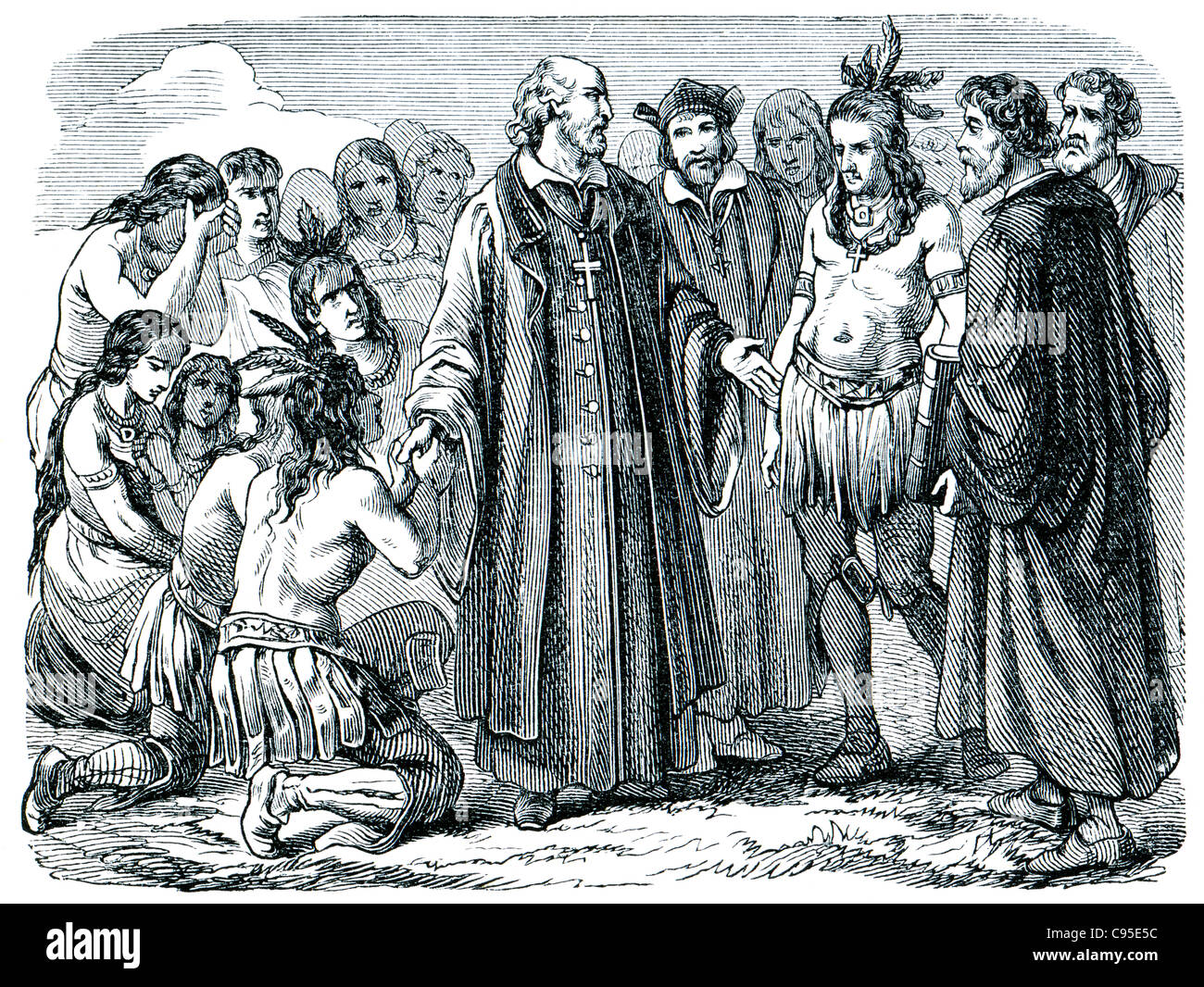 Old engravings. Depicted Bartolome de las Casas. The book "History of the  Church", 1880 Stock Photo - Alamy