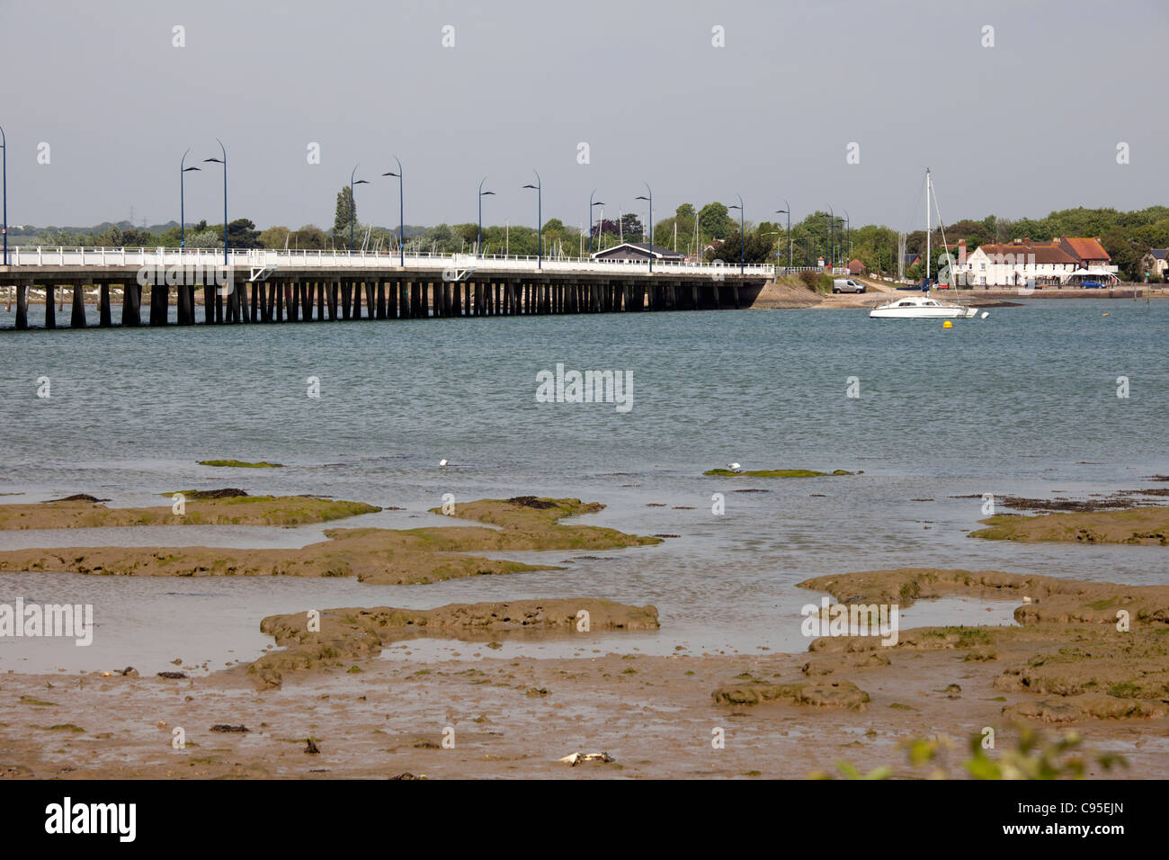 Hayling Island bridge and Ship Inn, Langstone harbour, looking towards