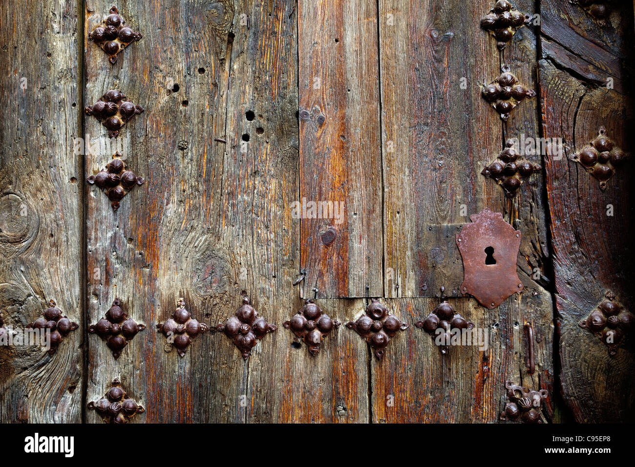 Old spanish door (Castilla,Spain) Stock Photo