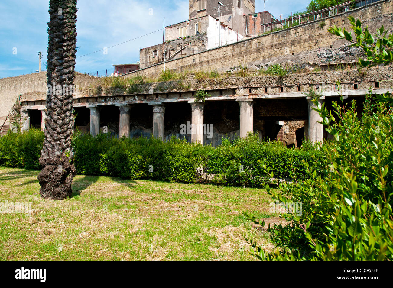 The excavated colonnade of the portico surrounding the garden of the
