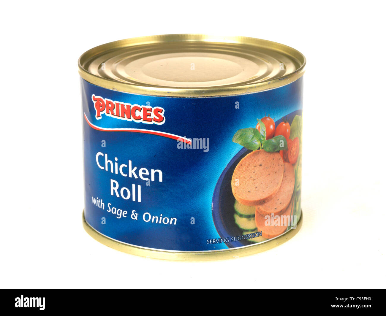 Tin can princes meat processed chicken roll hires stock photography
