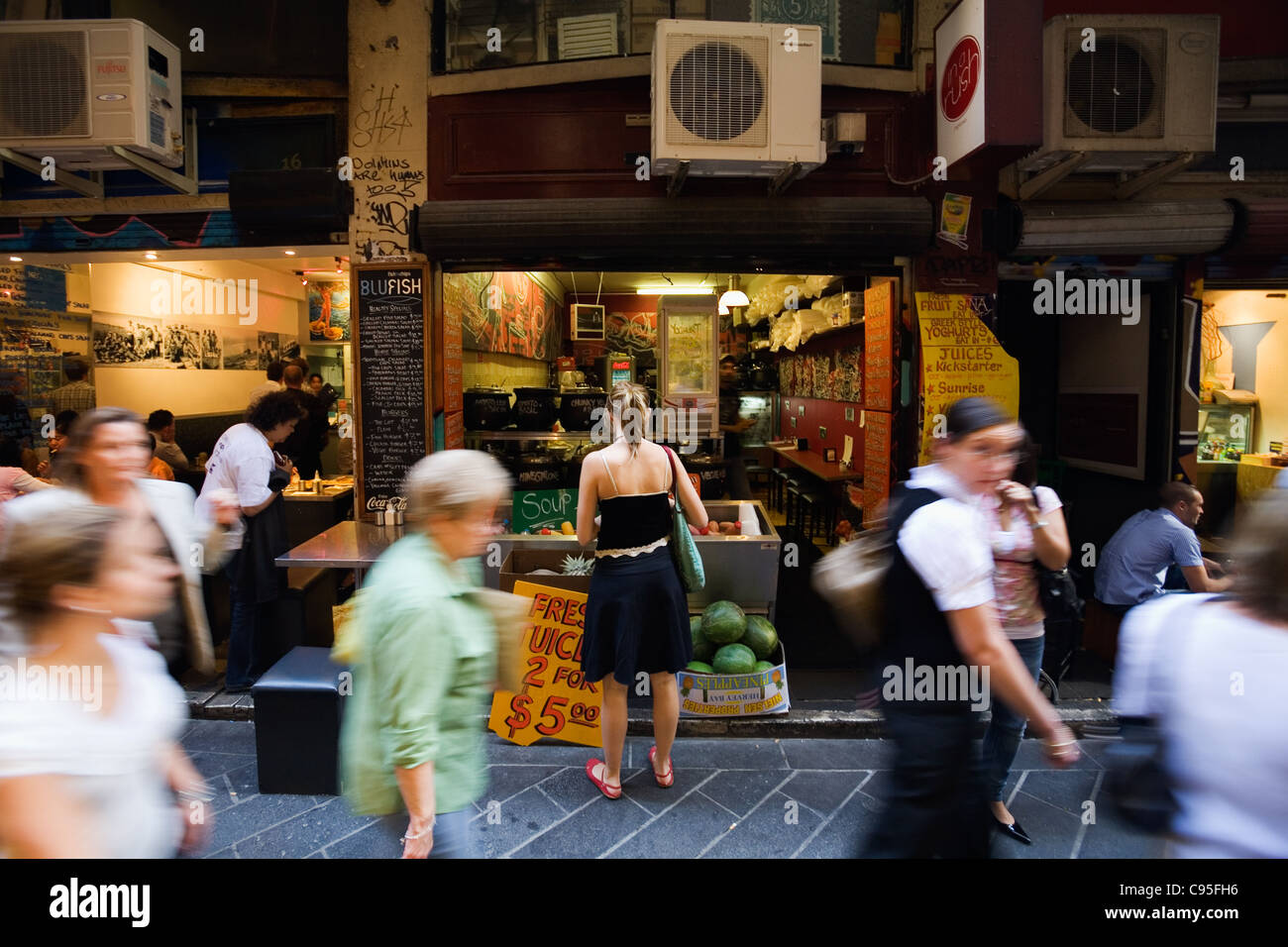 Centre Place busy with the lunch time crowd in Melbourne, Victoria, Australia Stock Photo