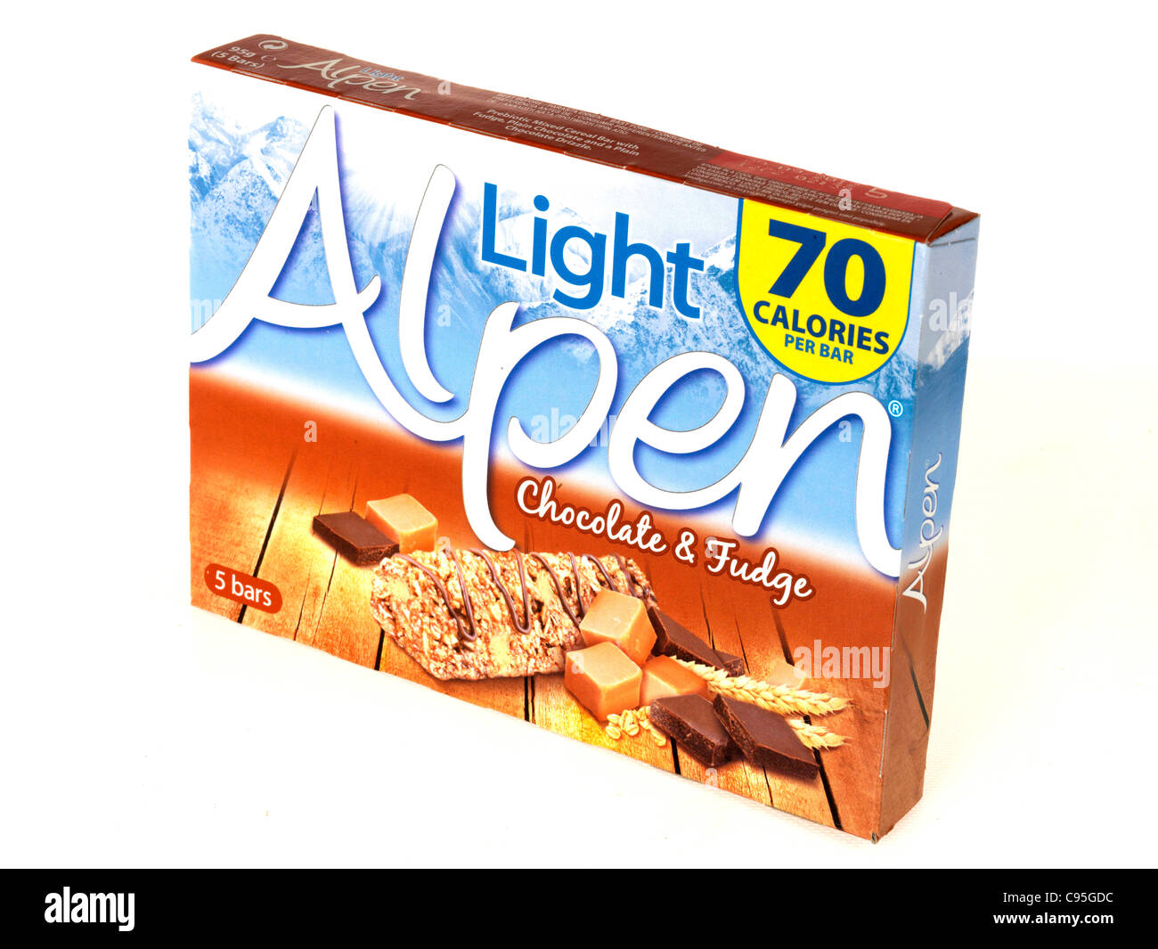 Alpen light cereal bar snack healthy choc chocolate fudge hires stock