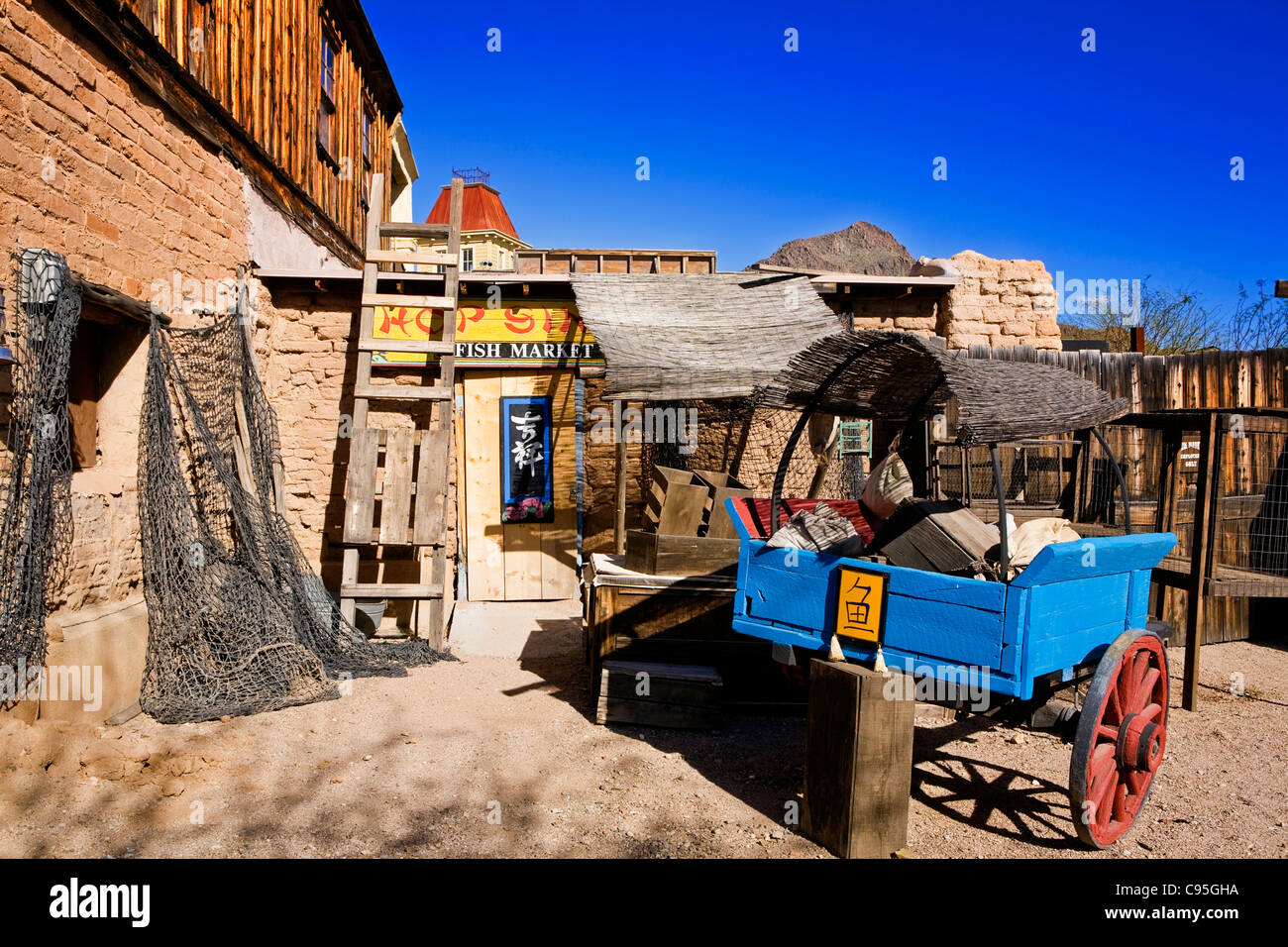 Image of the exterior of the oriental fish market in Old Tucson Studios