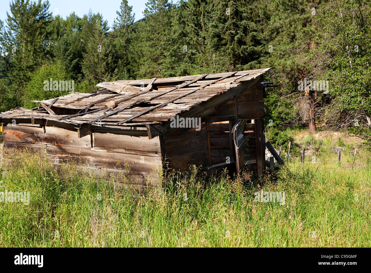 Image of an old shed in Molson, Washington. Stock Photo