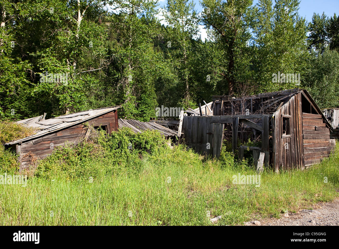 Image of old abandoned buildings in Molson, Washington. Stock Photo