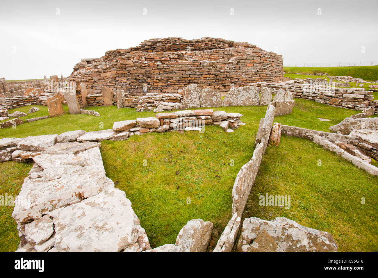 The Broch of Gurness is the best preserved Broch in Orkney Stock Photo