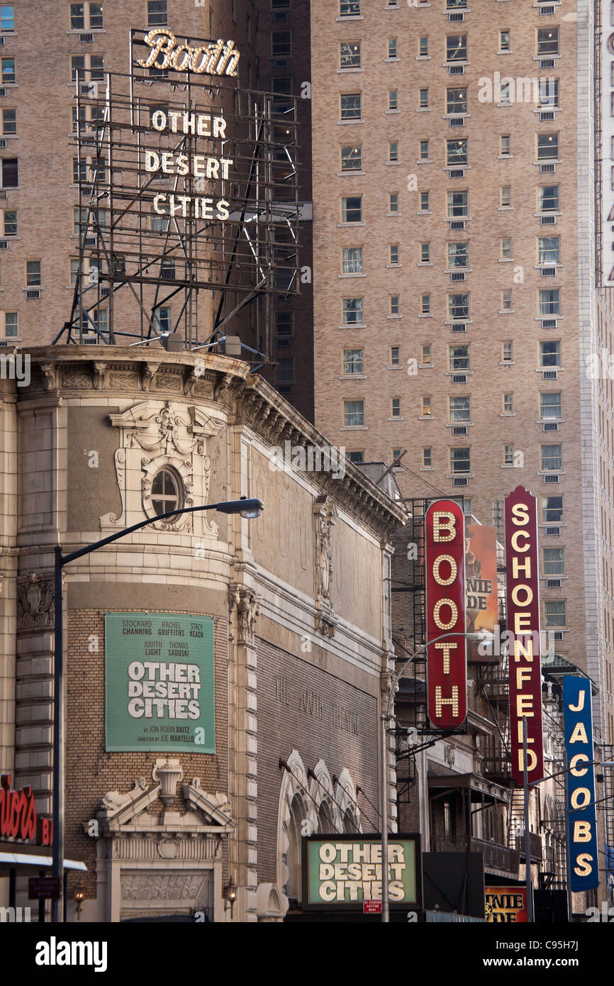 Broadway Theater Marquees, Times Square, NYC Stock Photo