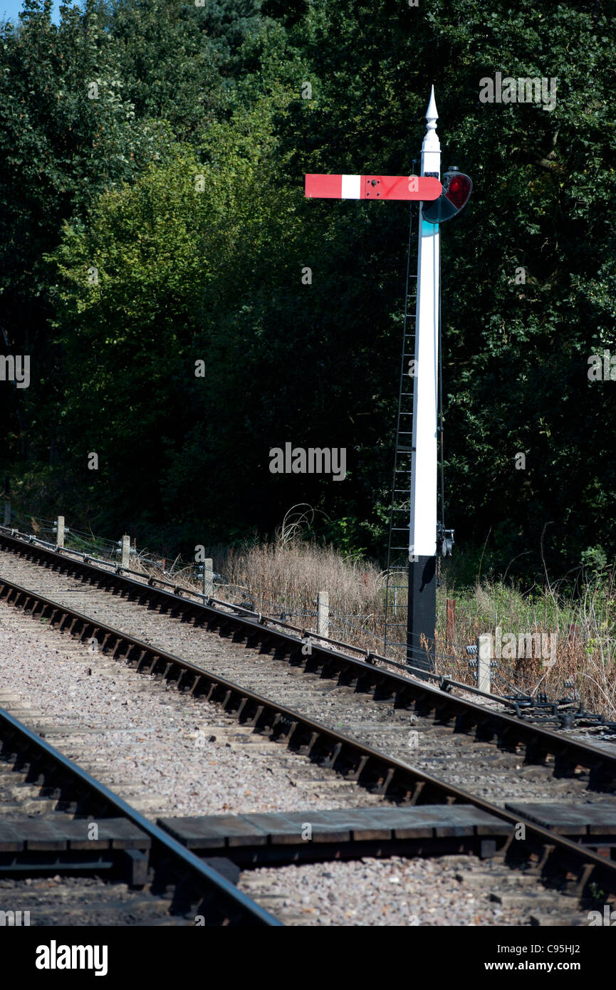 railway signal in down position Stock Photo - Alamy