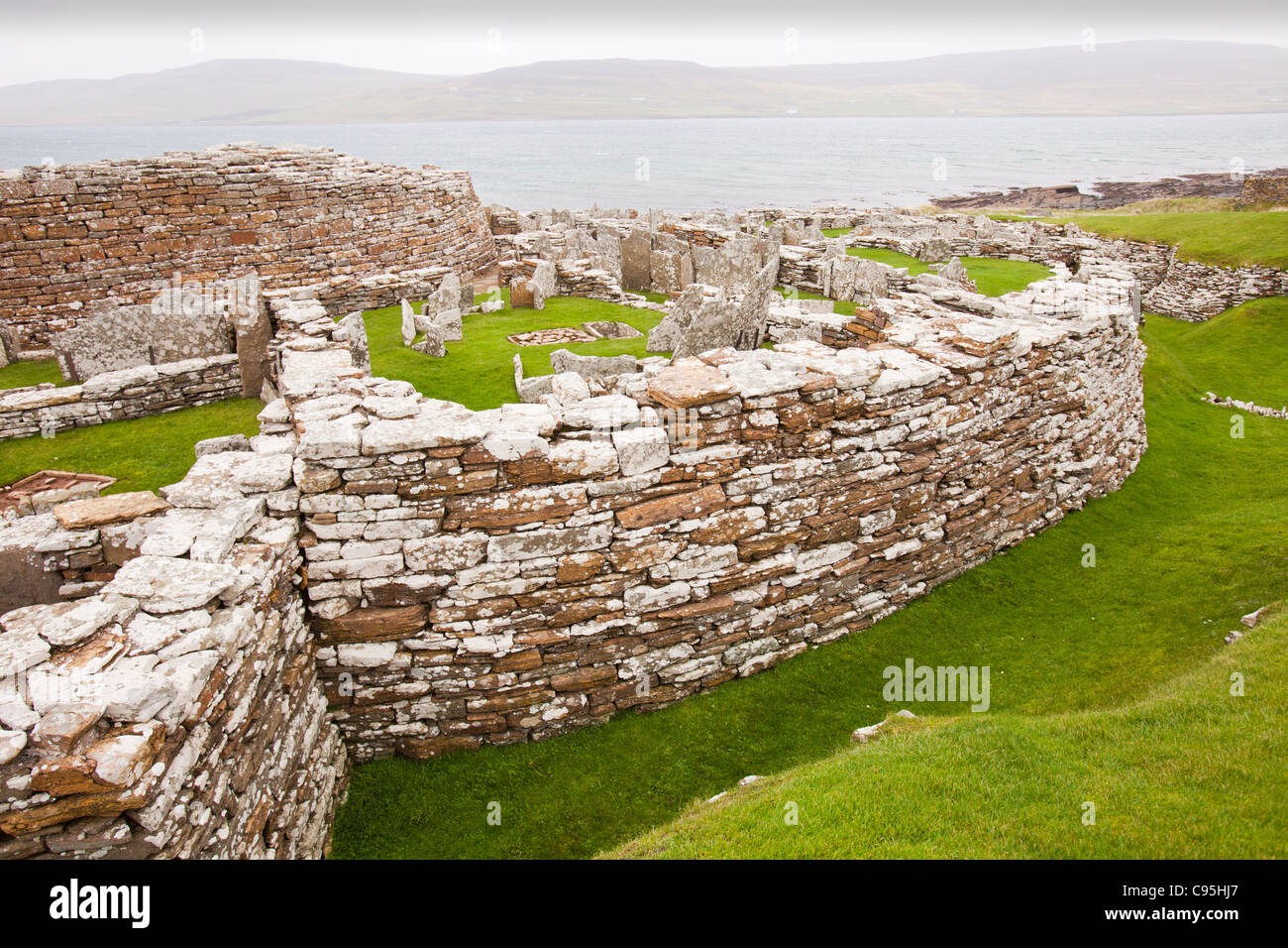 The Broch of Gurness is the best preserved Broch in Orkney Stock Photo ...