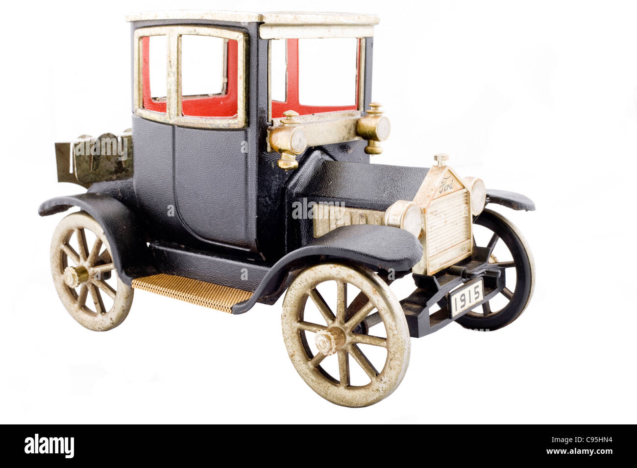 Replica of 1915 Model T Ford car side view Stock Photo