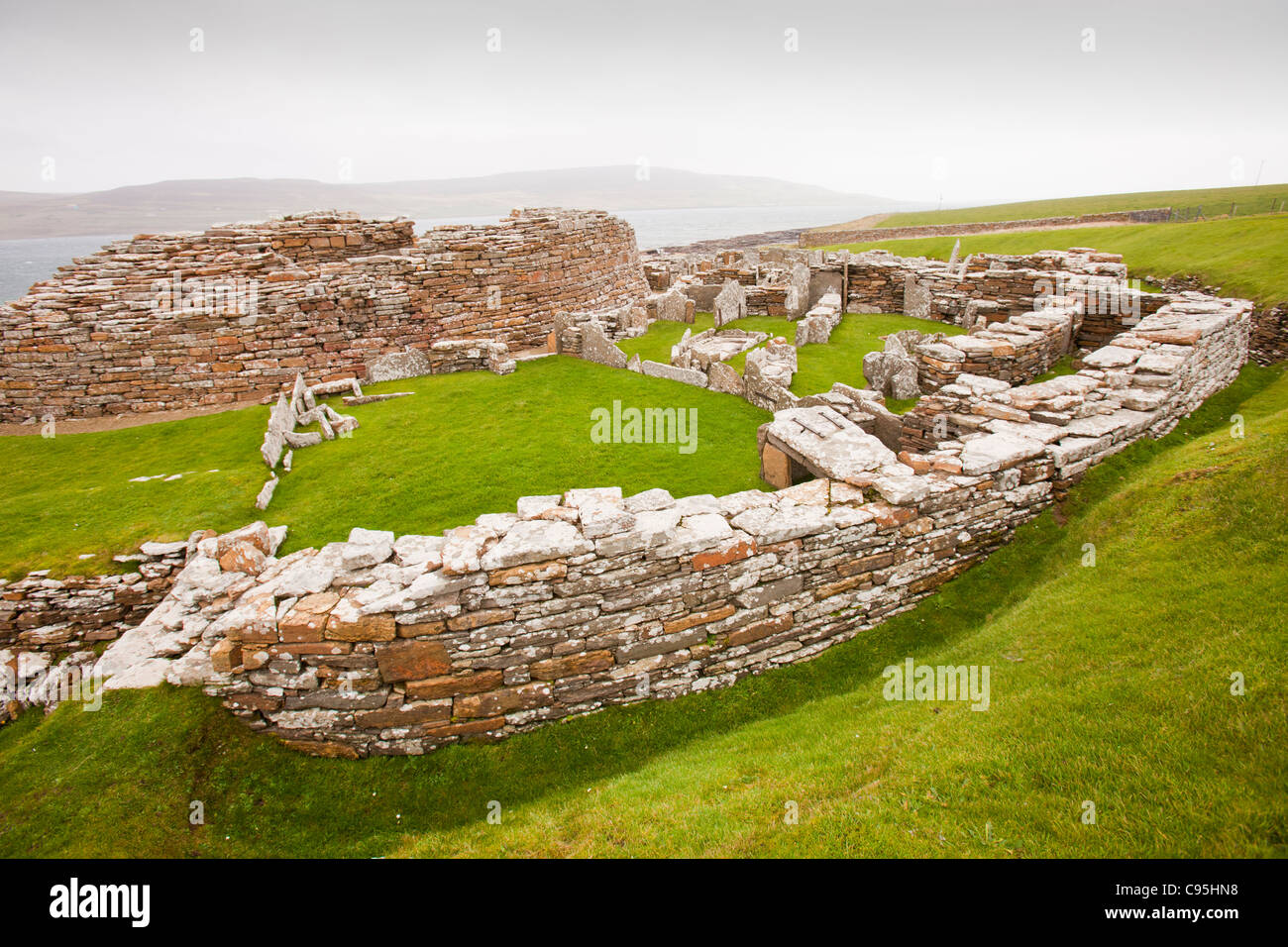 The Broch of Gurness is the best preserved Broch in Orkney Stock Photo ...