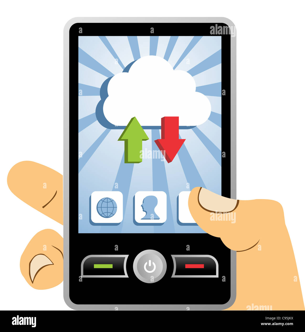 Cloud computing on mobile phone technology concept. Vector file available. Stock Photo