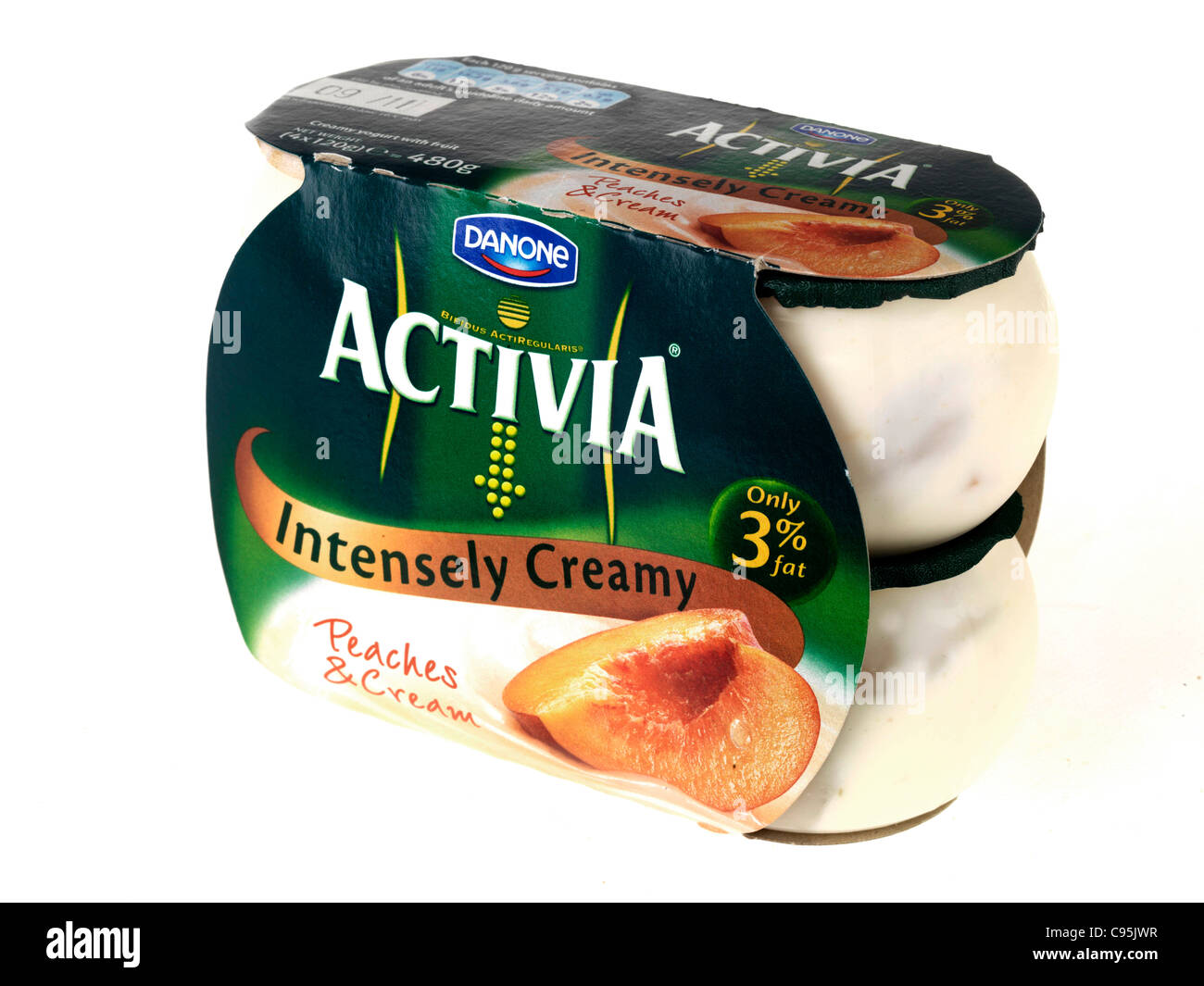 Activa Peaches and Cream Yogurt Stock Photo Alamy