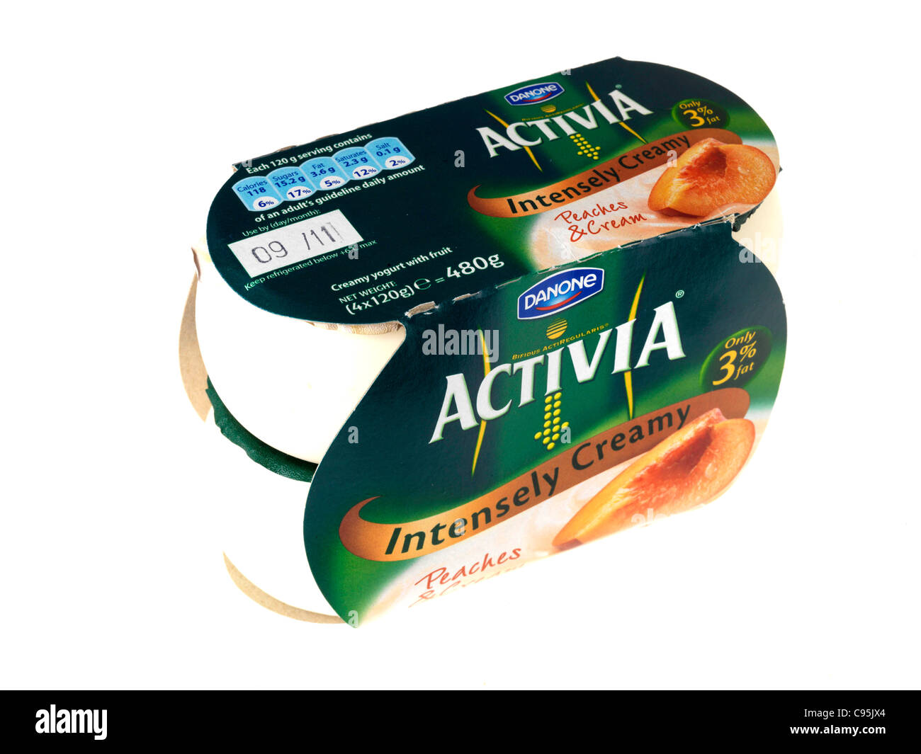 Activa Peaches and Cream Yogurt Stock Photo Alamy