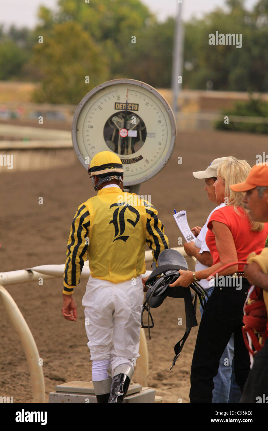 jockey weigh-in Stock Photo