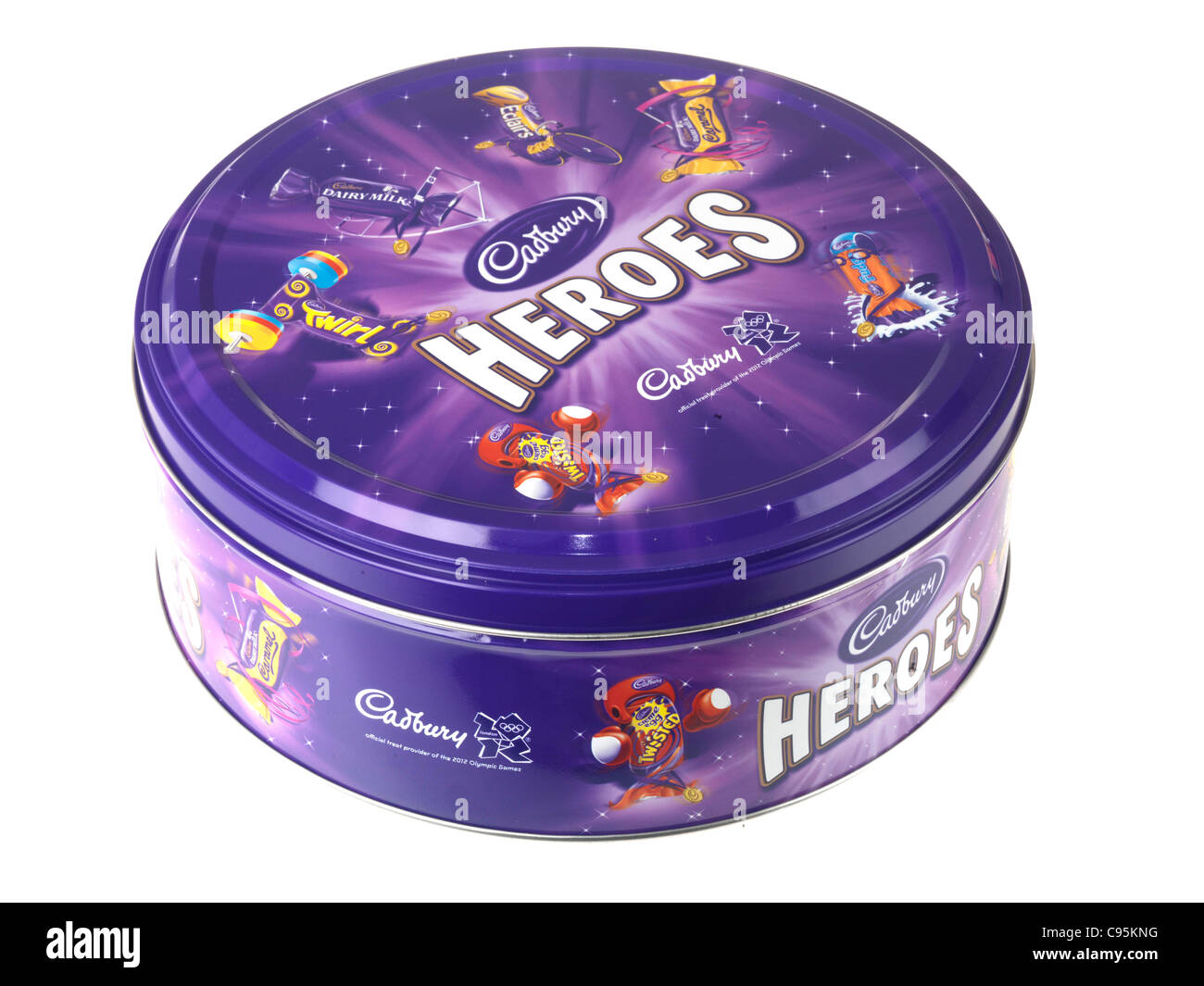 Box of Assorted Cadbury Heroes Chocolates Confectionery Isolated Against A White Background With A Clipping Path And No People Stock Photo