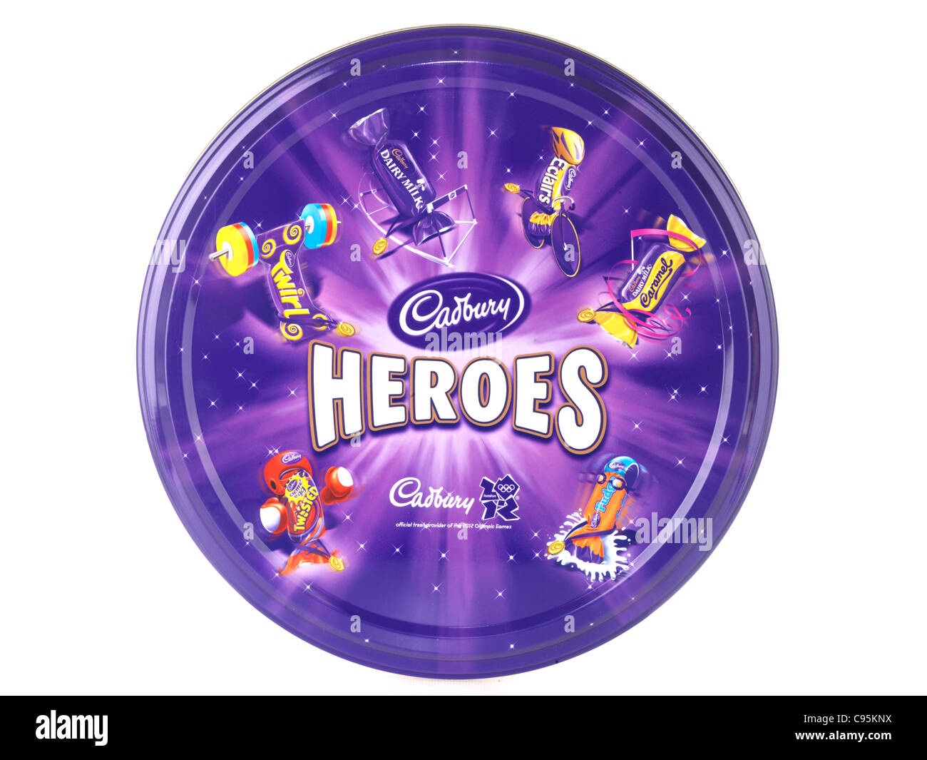 Box of Assorted Cadbury Heroes Chocolates Confectionery Isolated Against A White Background With A Clipping Path And No People Stock Photo