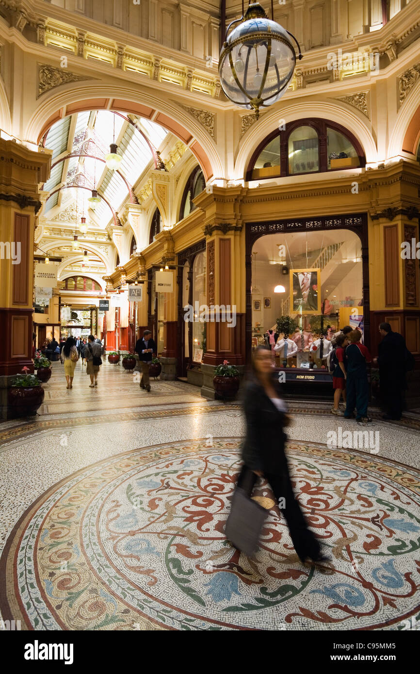 Shoppers in historic Block Arcade in central Melbourne, Victoria ...