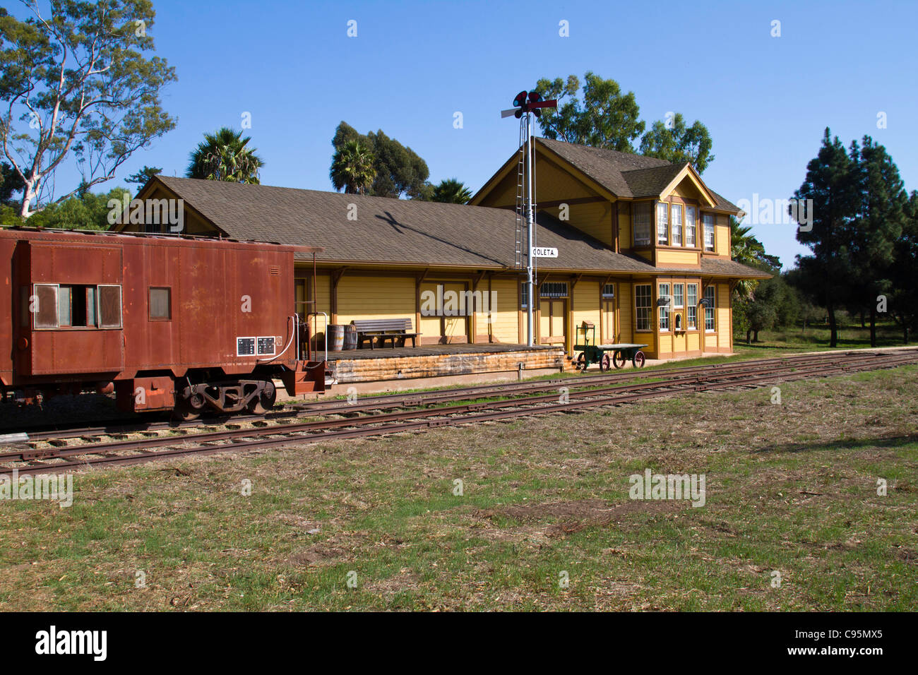 Preserved railroad station in Goleta, California Stock Photo Alamy