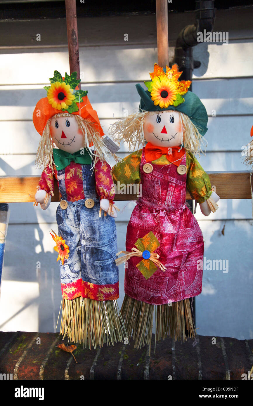 Corn Dolly's on sale at a tourist shop in the New Forest village of