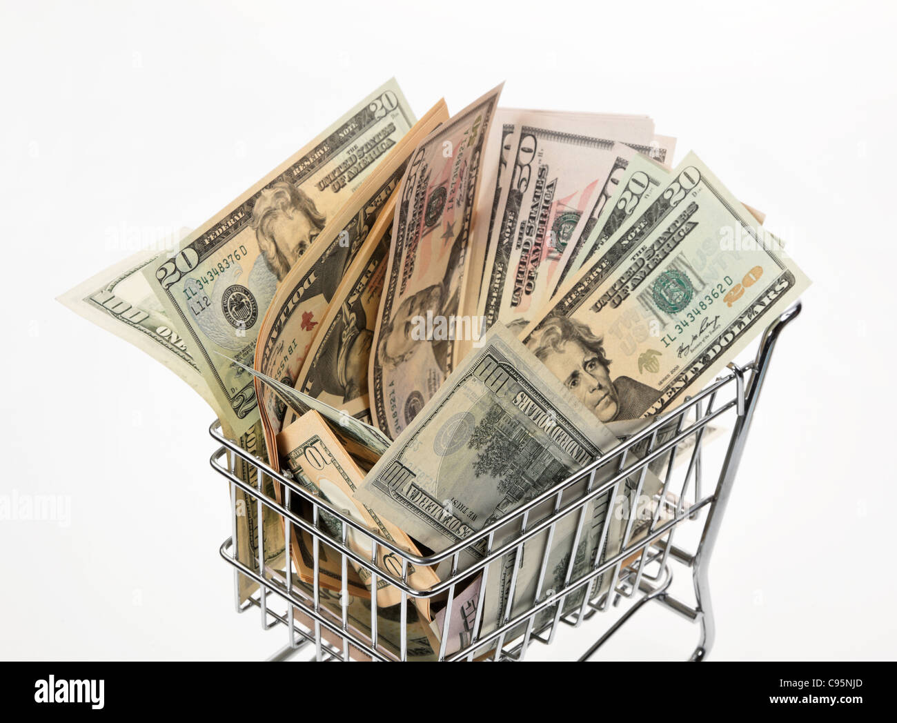 Currency U.S. dollar banknotes in a basket Stock Photo Alamy