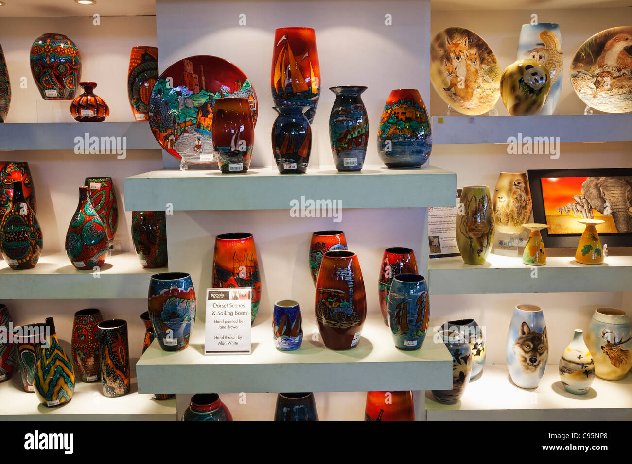 England, Dorset, Poole, Poole Quay, Poole Pottery Shop Display Stock