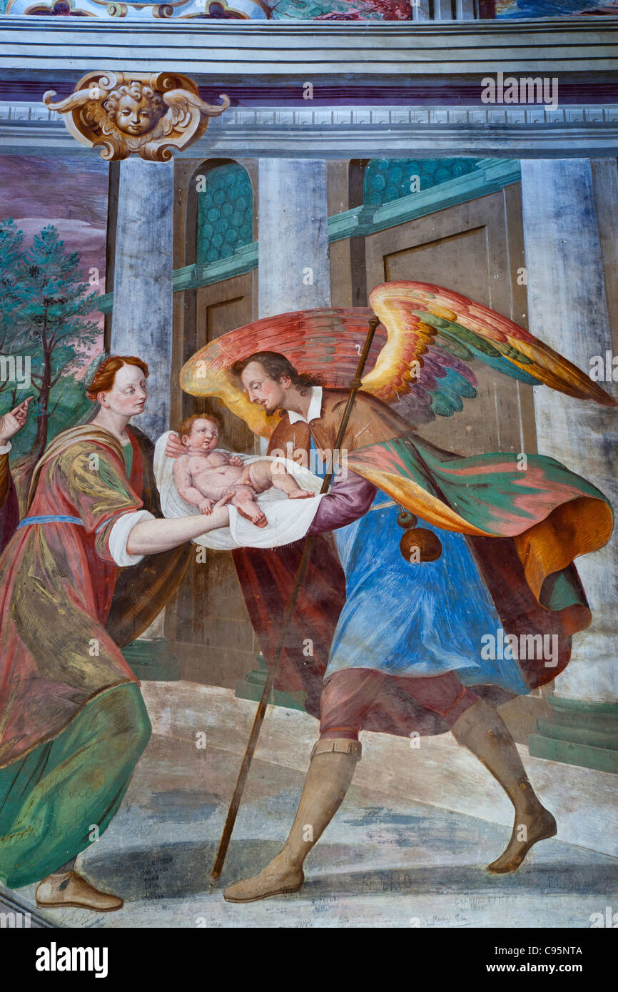 Italy, Piedmont, Lake Orta, Orta, Sacri Monte di San Francesco, Chapel Frescoes Stock Photo