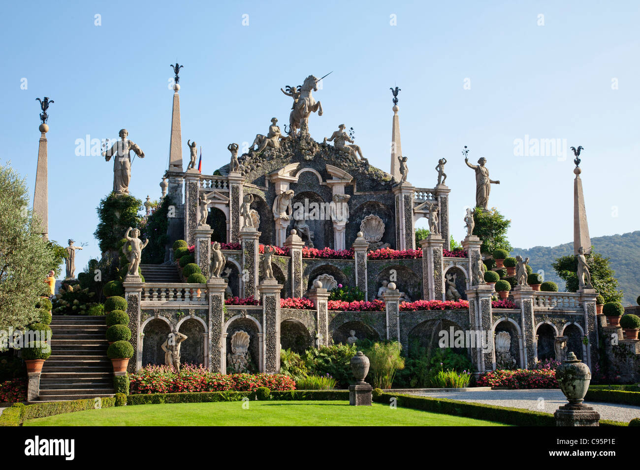 Italy, Piedmont, Lake Maggiore, Stresa, Isola Bella, Borromeo Palace Garden Stock Photo