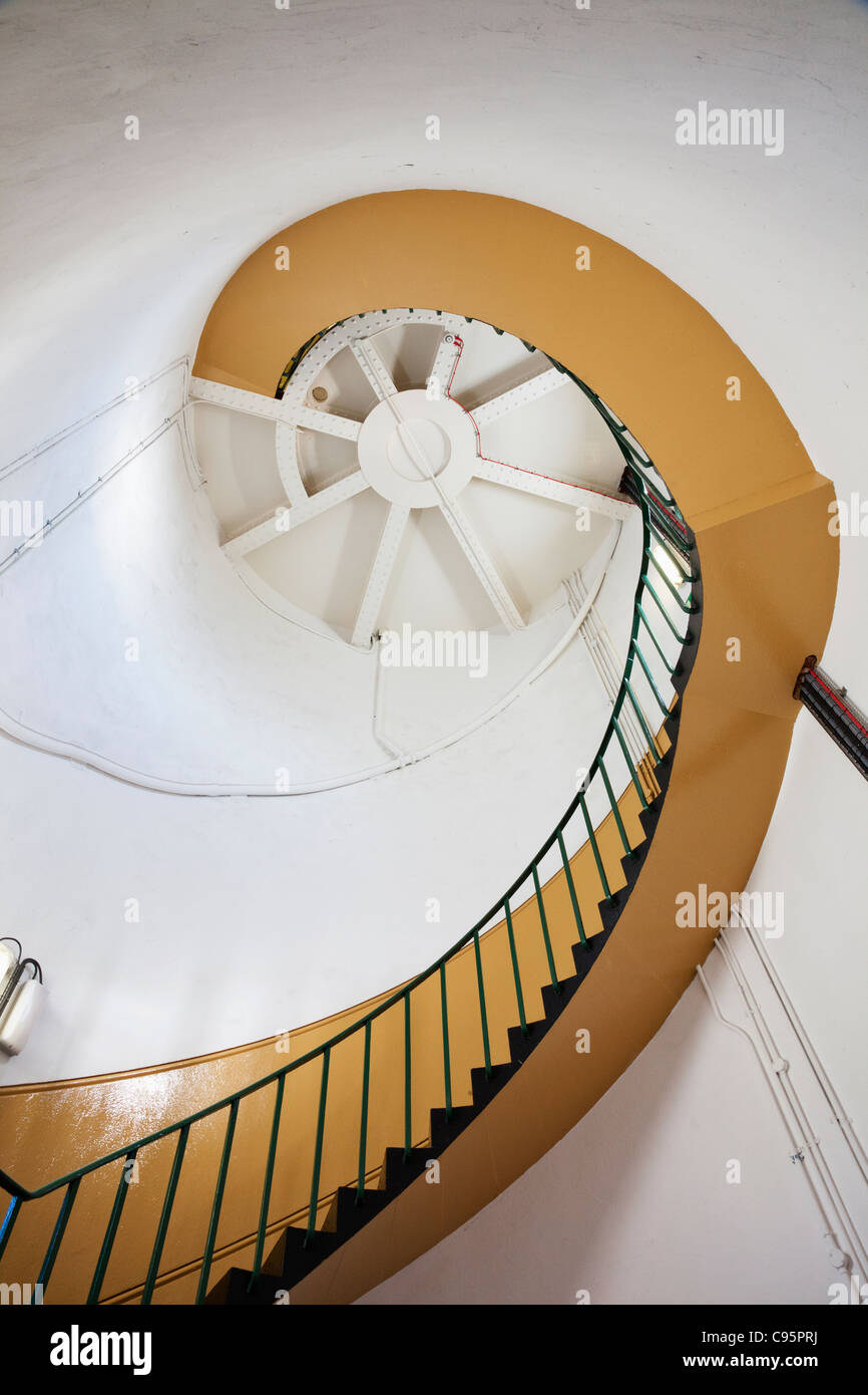 England, Dorset, Weymouth, Portland Bill Lighthouse, Interior Spiral Staircase Stock Photo