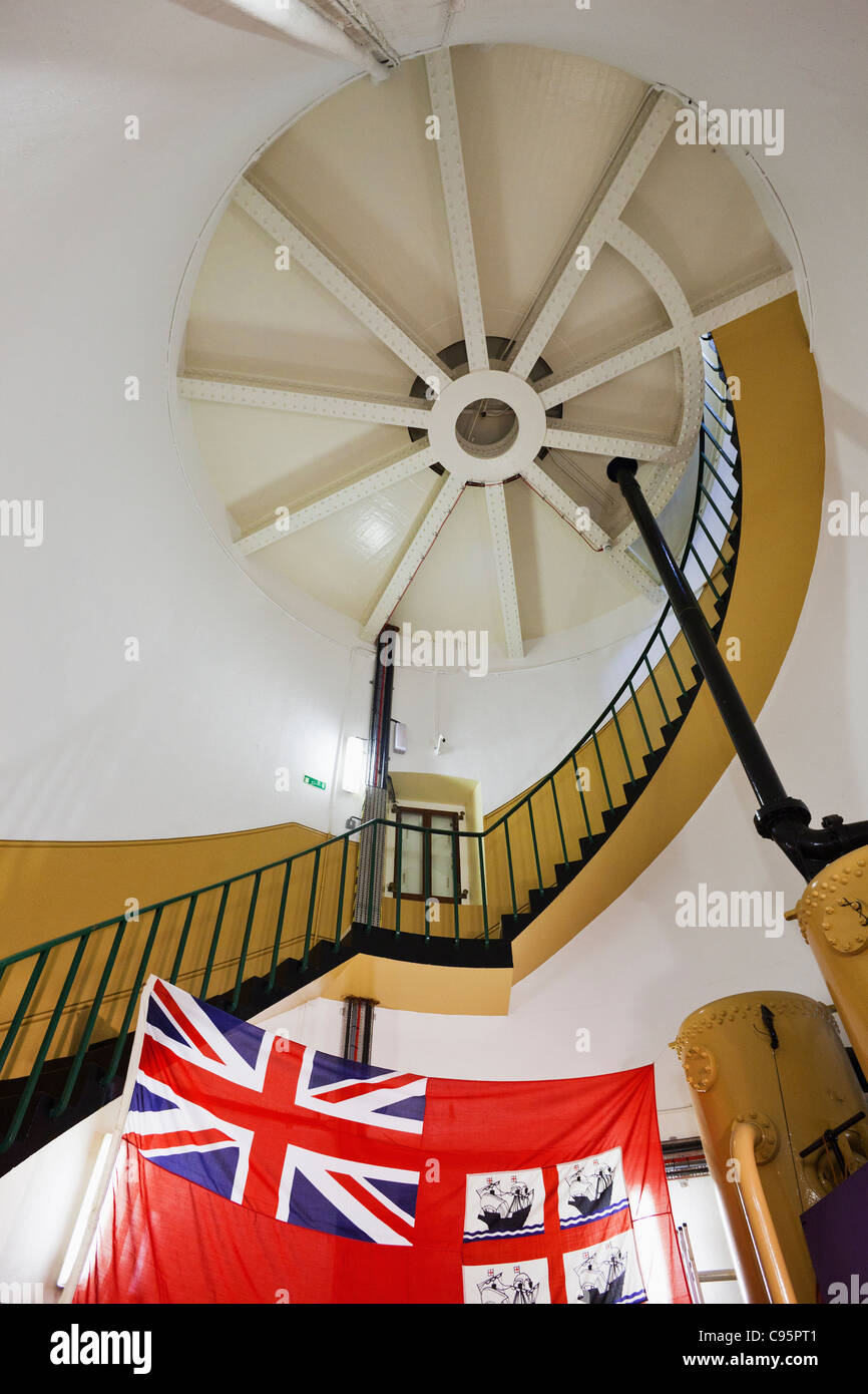 England, Dorset, Weymouth, Portland Bill Lighthouse, Interior Spiral Staircase Stock Photo