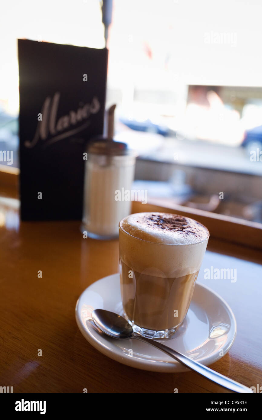 Coffee at Marios Cafe on Brunswick Street in Melbourne, Victoria, Australia Stock Photo