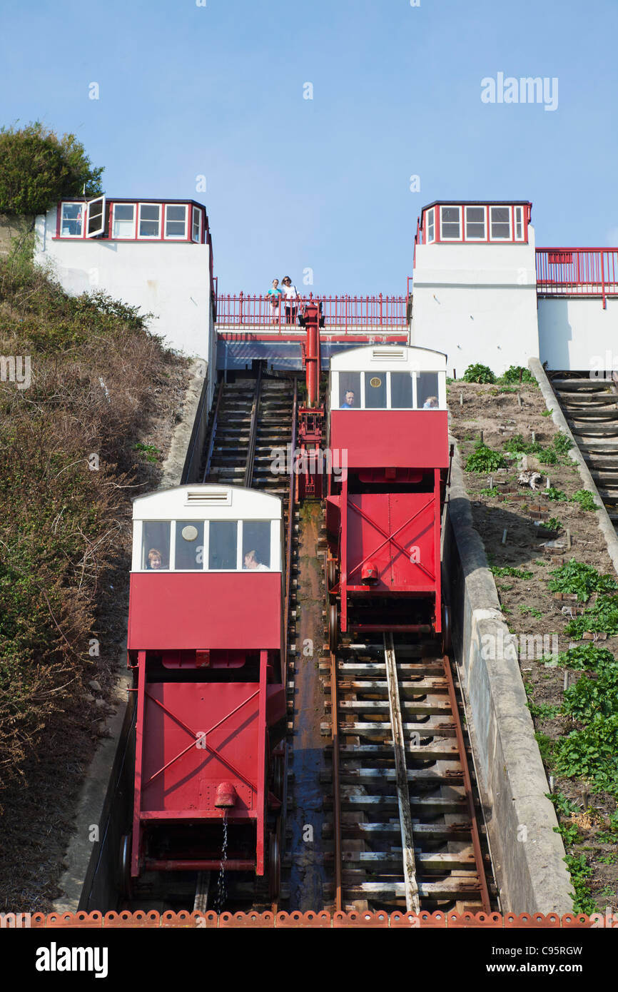 England, Kent, Folkestone, Leas Cliff Lifts Stock Photo